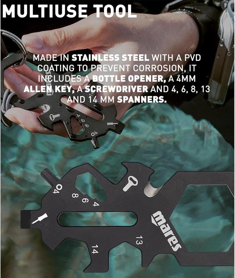 Mares أداة سمارتى ميني متعددة الاستخدامات - مفتاح ألين 4 مم، فتاحة زجاجات، مفك براغي ومجموعة متنوعة من المفاتيح للغوص - Image 5